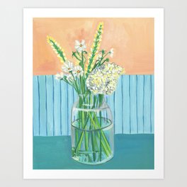 White Flower Bouquet Art Print
