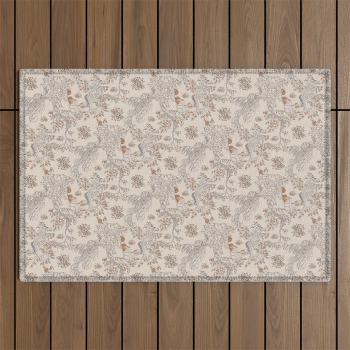 Party Critters in Cream ( leafy sea dragon in cream and coral ) Outdoor Rug