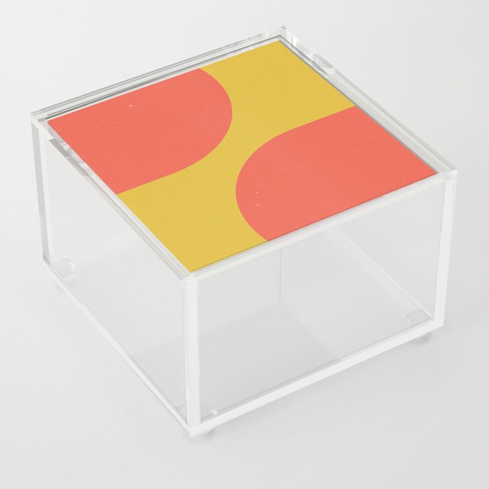 Retro Minimal Arches Abstract in Burnt Brick Red and Mustard Yellow Acrylic Box