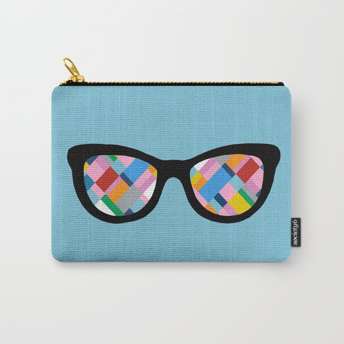 Map 45 Glasses on Sky Blue Carry-All Pouch