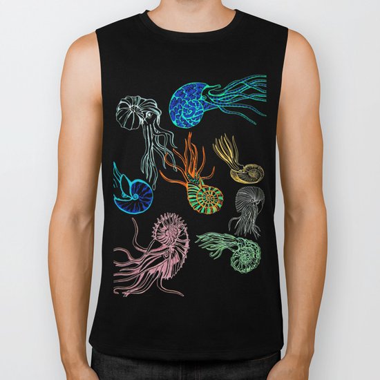 Ammonites at Night Biker Tank