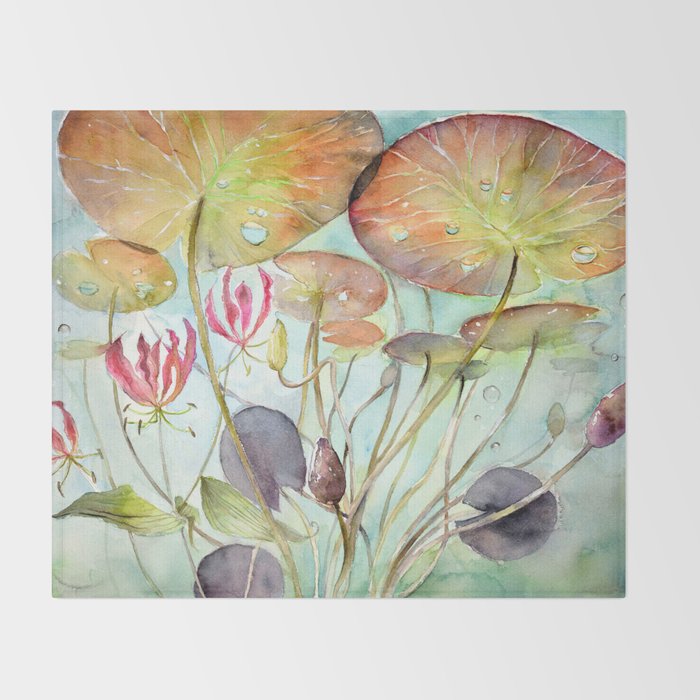 Waterlily Watercolor Lilypad Illustration Pond Surreal Art
