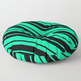 [ Thumbnail: Green and Black Colored Striped Pattern Floor Pillow ]