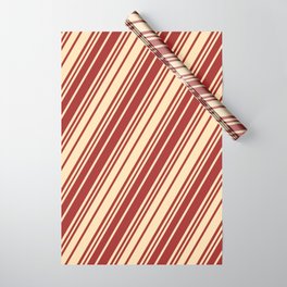 [ Thumbnail: Brown and Beige Colored Lines/Stripes Pattern Wrapping Paper ]