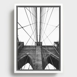 Brooklyn Bridge Minimalist | Black and White Photography Framed Canvas