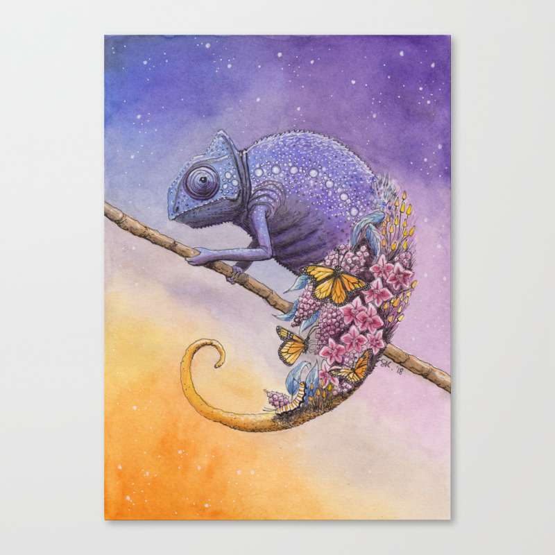 Chameleon Watercolor Painting Canvas Print By Petitplat Society6