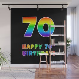 [ Thumbnail: HAPPY 70TH BIRTHDAY - Multicolored Rainbow Spectrum Gradient Wall Mural ]