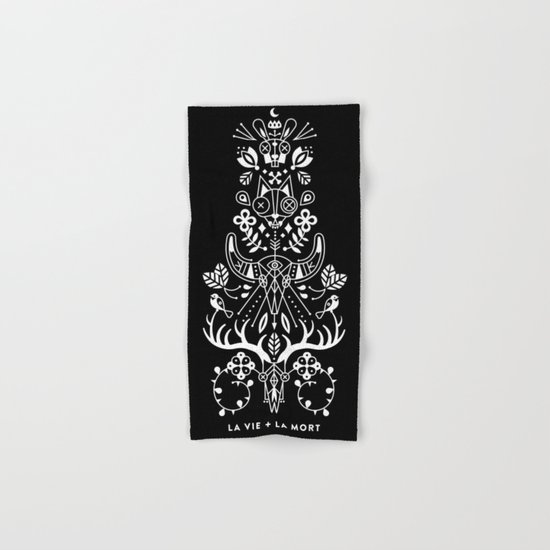 La Vie + La Mort: White Ink Hand & Bath Towel