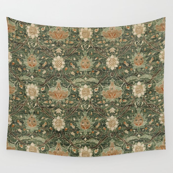 William Morris Vintage Montreal Forest Teal Wall Tapestry