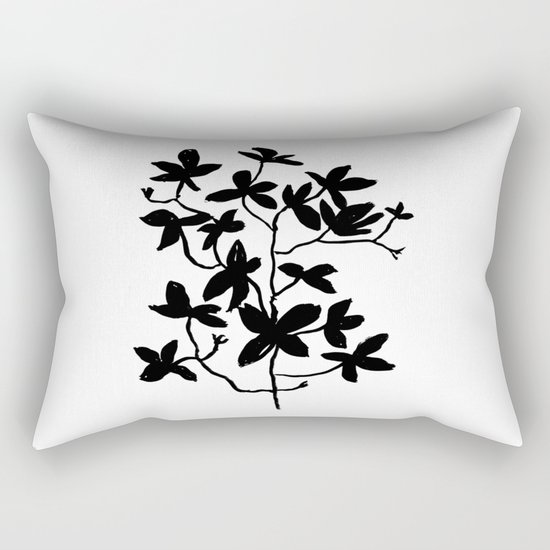 Plant black and white minimal modern art india ink painting brushstrokes freespirit brooklyn hipster Rectangular Pillow