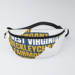West Virginia State Map Home Towns 304 Country Roads Fanny Pack
