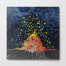 Erupting volcano Metal Print | Graphicdesign, Hot, Landscape, Watercolor, Erupting, Pattern, Volcanoeruption, Volcanicmountain, Orangelava, Digital 