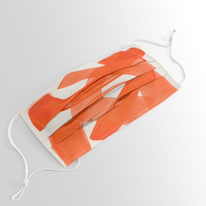 Mid Century Modern Abstract Painting Orange Watercolor Brush Strokes Face Mask by EnShape Society6