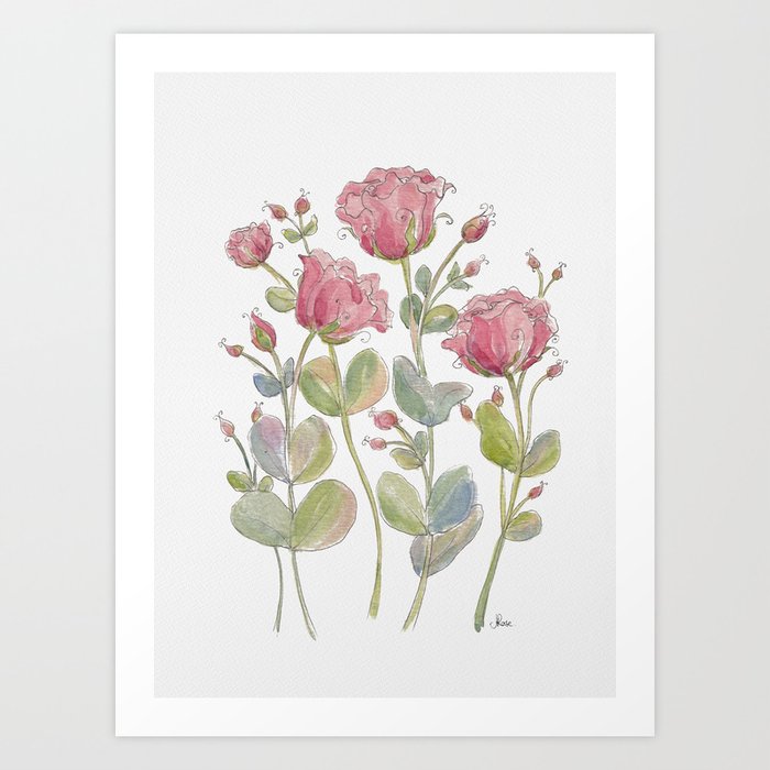 Rose Pink Lisianthus Flowers Art Print