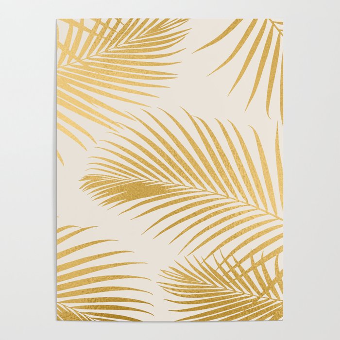 Metallic Gold Tropical Palm Fronds Poster