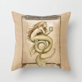 Coffee Mermaid Throw Pillow