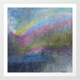 Surprise Valley colorful mixed media abstract landscape Art Print