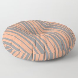 [ Thumbnail: Light Salmon and Grey Colored Striped/Lined Pattern Floor Pillow ]