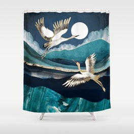 Midnight Cranes Shower Curtain