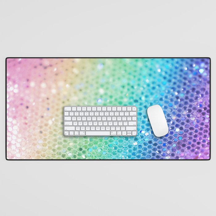 Rainbow Princess Glitter #4 (Faux Glitter - Photography) #shiny #decor #art #society6 Desk Mat