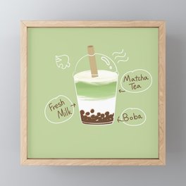 Matcha Boba Milk Tea Framed Mini Art Print