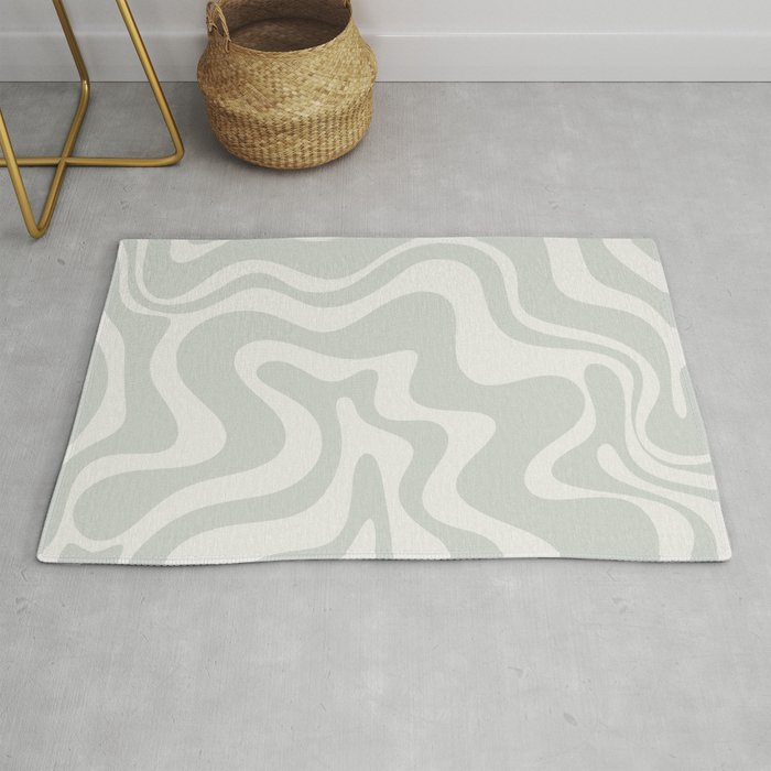 Liquid Swirl Modern Abstract Pattern in Pale Stone and Light Silver Sage Gray Rug