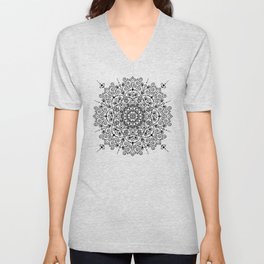 Moroccan Mandala – Black Ink V Neck T Shirt