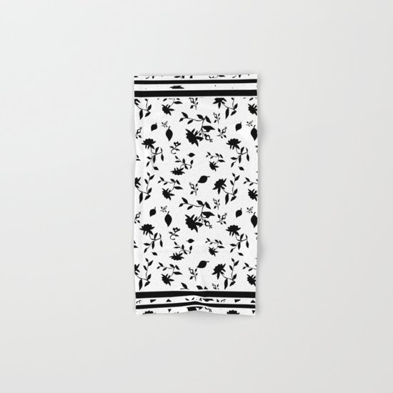 Black and white floral pattern . Hand & Bath Towel