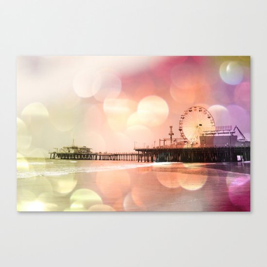 Sparkling pink Santa Monica Pier Canvas Print