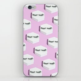 Trendy pink make-up pattern with eye lashes iPhone Skin