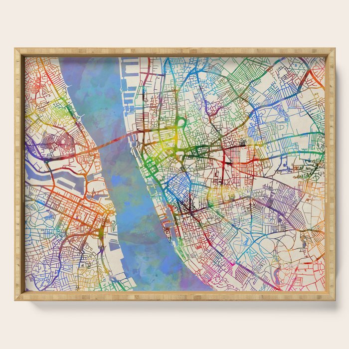 Liverpool England Street Map Serving Tray by artpause | Society6