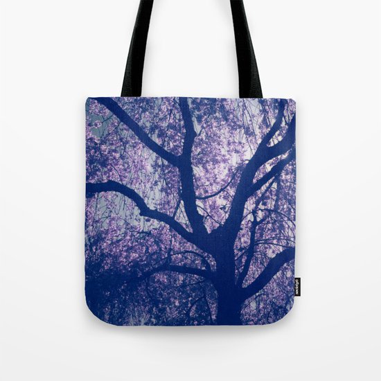 Cherry Blossom Blue Tote Bag