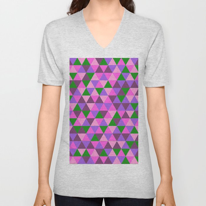 Colorful Triangles 4 V Neck T Shirt