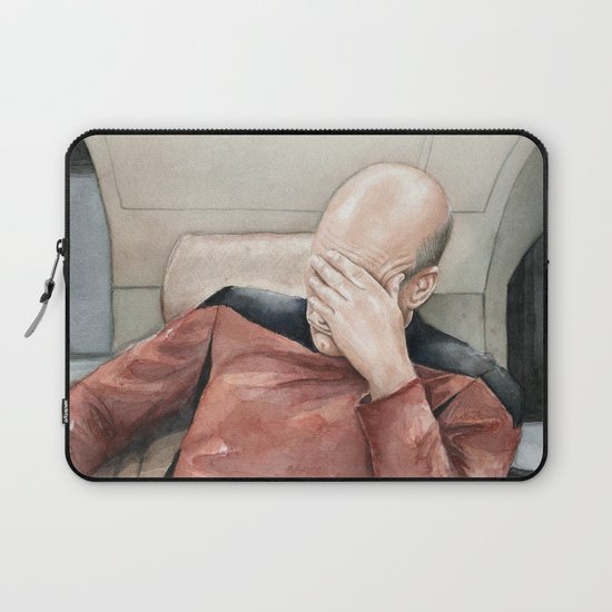 Picard Facepalm Meme Funny Geek Sci-fi Captain Picard TNG Laptop Sleeve