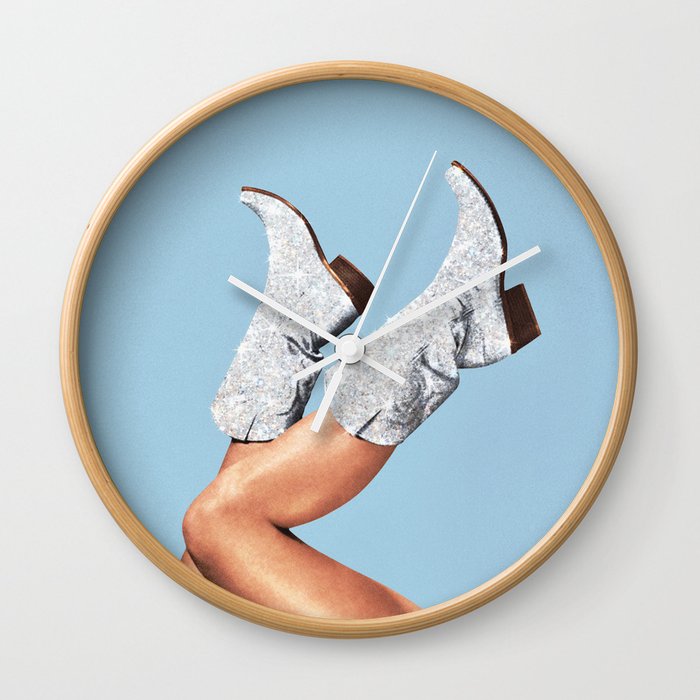 These Boots - Glitter Blue Wall Clock