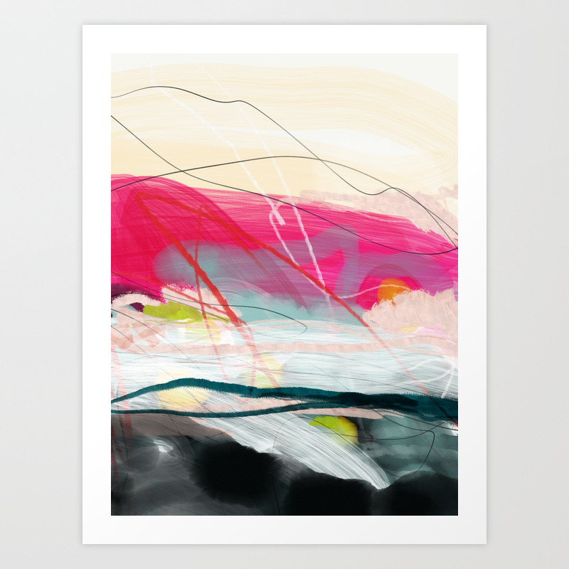 Abstract Landscape With Pink Sky Over White Cloud Mountain Art