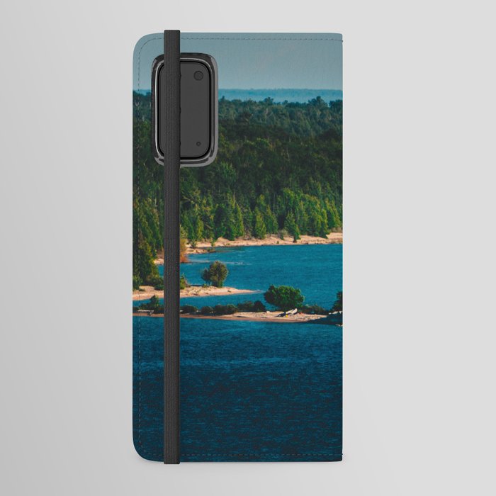 Round Island Light watching over Mackinac Island on Lake Michigan Android Wallet Case