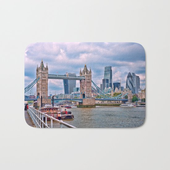 London Tower Bridge Blue Bath Mat