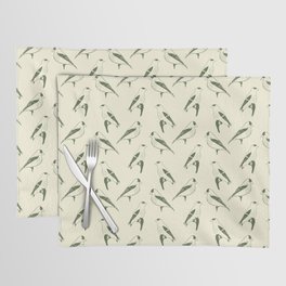 Olive green finches on cream background/ minimalist/ pattern/  Placemat