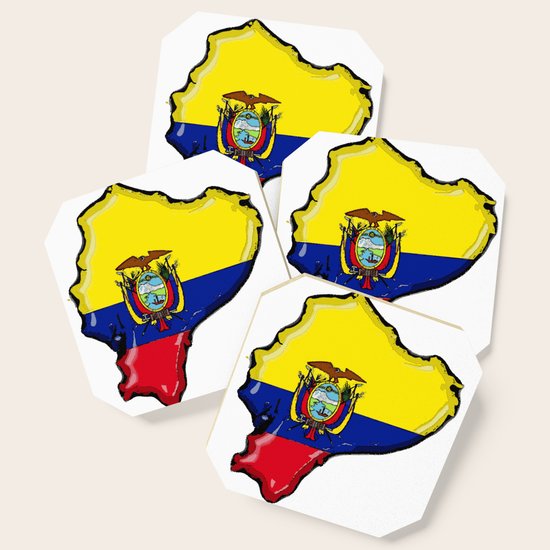 Ecuador Map With Ecuadorian Flag Coaster By Havocgirl Society6