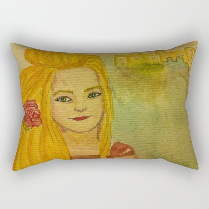 rose castle girl Rectangular Pillow