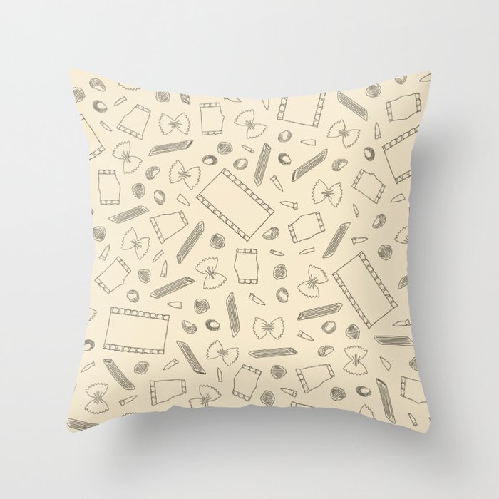 Macaroni Art Outlines on a Cream Background Throw Pillow
