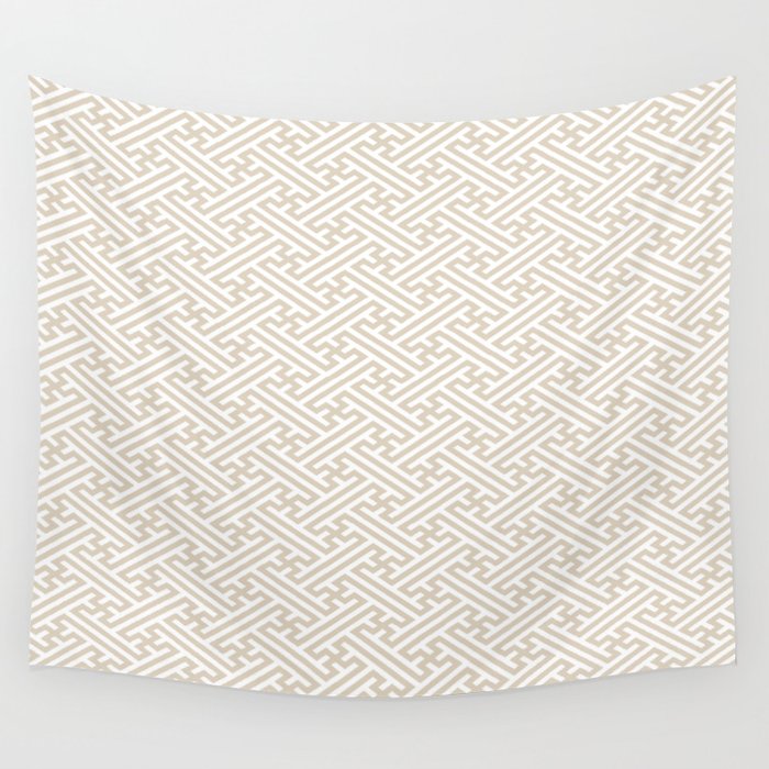 Sayagata - Japanese Traditional Pattern - Ivory & White Wall Tapestry