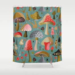 Mushroom Collection – Mint Shower Curtain