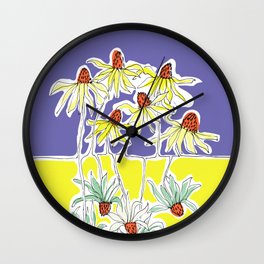 Californian flowers on lake Wall Clock