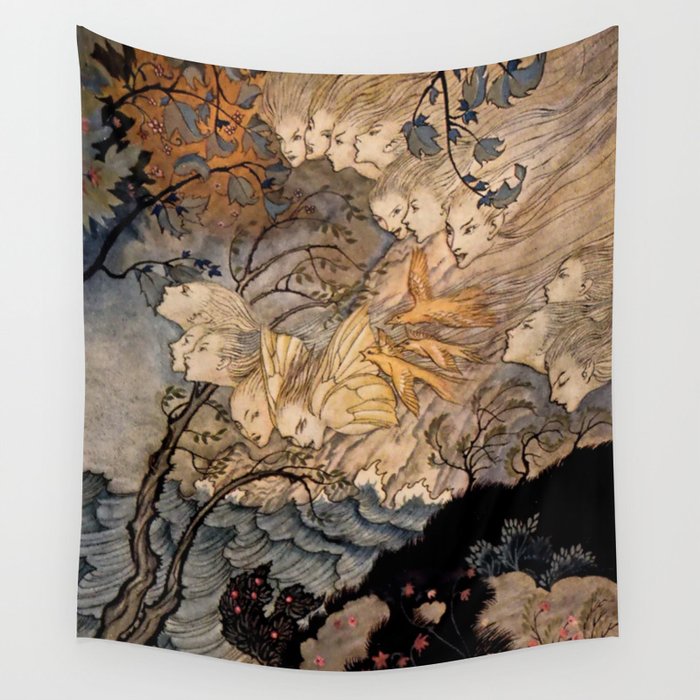 “Wind Sprites” by Arthur Rackham Wall Tapestry