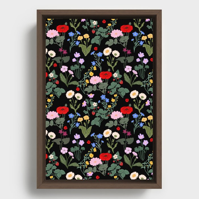 Retro modern floral pattern  Framed Canvas