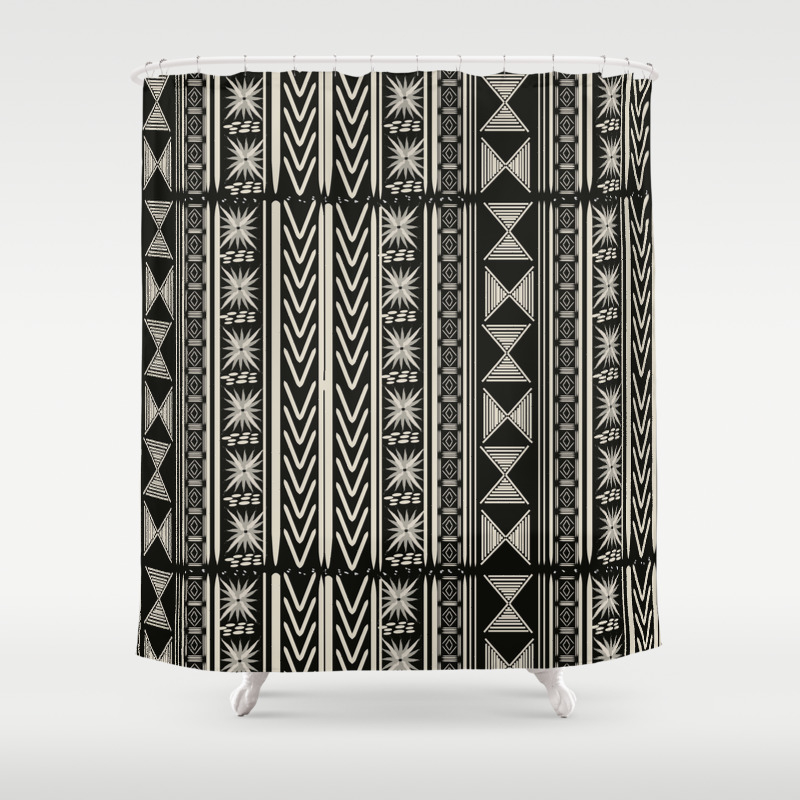 Boho Mud Cloth Black And White Shower Curtain By Roxygart Society6