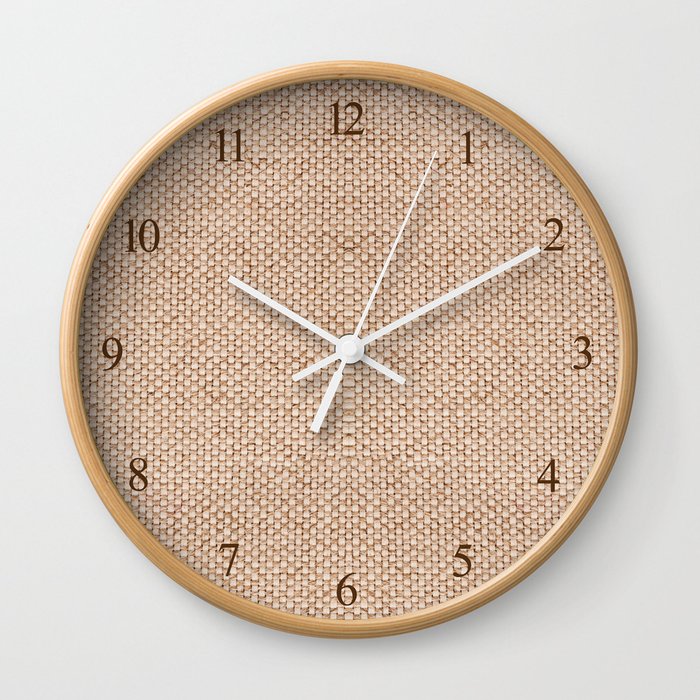 Beige flax cloth texture abstract Wall Clock