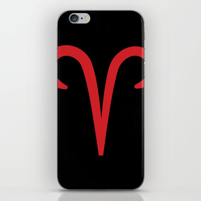 Aries the Ram Zodiac Red on Black iPhone Skin